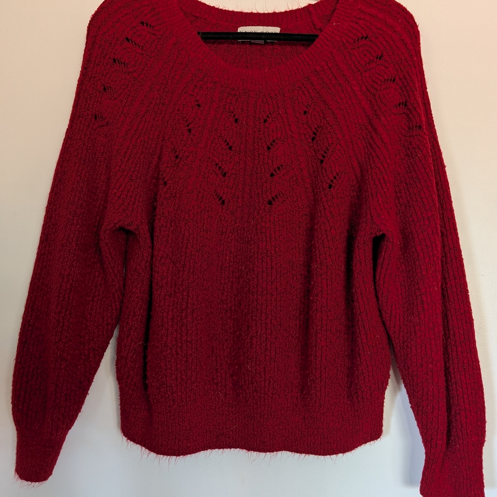 Knox Rose Red Crewneck Knit Sweater